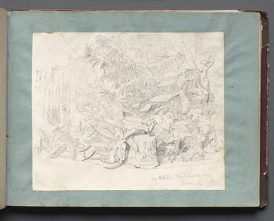 Album med utsikt over Roma og omgivelsene, landskapsstudier, side 24a: "In Villa Walkonsky" av Franz Johann Heinrich Nadorp