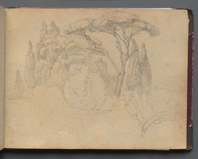 Album med utsikt over Roma og omegn, Landskapsstudier, side 29a: Landskapsstudie av Franz Johann Heinrich Nadorp