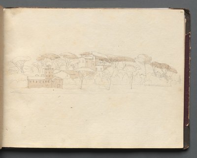 Album med utsikt over Roma og omgivelsene, landskapsstudier, side 30a: Romersk panoramautsikt. av Franz Johann Heinrich Nadorp
