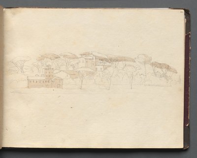 Album med utsikt over Roma og omgivelsene, landskapsstudier, side 30a: Romersk panoramautsikt av Franz Johann Heinrich Nadorp