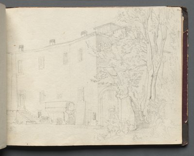 Album med utsikt over Roma og omegn, landskapsstudier, side 31a: Roman Architectural Study av Franz Johann Heinrich Nadorp