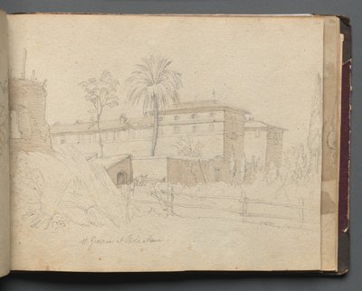 Album med utsikt over Roma og omegn, landskapsstudier, side 38a: :St. Giovanni og Paolo.... av Franz Johann Heinrich Nadorp