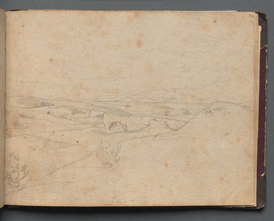 Album med utsikt over Roma og omegn, landskapsstudier, side 40a: Romersk landskap av Franz Johann Heinrich Nadorp