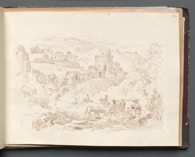 Album med utsikt over Roma og omegn, landskapsstudier, side 43a: Romersk landskap. av Franz Johann Heinrich Nadorp