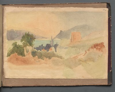 Album med utsikt over Roma og omegn, landskapsstudier, side 54a: Romersk landskap. av Franz Johann Heinrich Nadorp