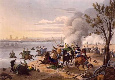 Napoleons flukt over Rhinen nær byen Mentz forfulgt av de allierte av Franz Joseph (after) Manskirch