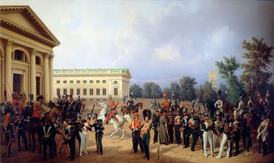 Den keiserlige russiske garde i Tsarskoye Selo i 1832, 1841. av Franz Krüger