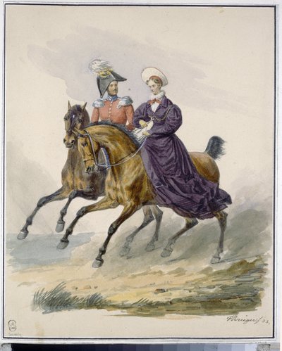 Keiser Nicholas I (1796-1855) og keiserinne Alexandra Fedorovna (nee Charlotte av Preussen av Franz Krüger