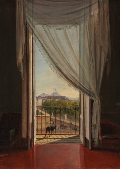 Utsikt over Napoli gjennom et vindu av Franz Ludwig Catel