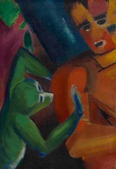 Äffchen und Mensch av Franz Marc