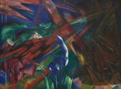 Dyreskjebner Trærne viste ringene sine, dyrene sine årer, 1913. av Franz Marc