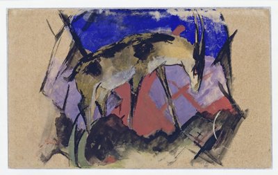 Antilope (auch: Steinbock) (Postkarte an Else Lasker-Schüler) av Franz Marc