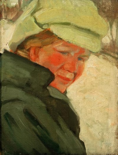 Portrett av Maria Franck med hvit hette av Franz Marc