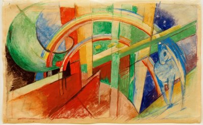 Blå hest med regnbue av Franz Marc