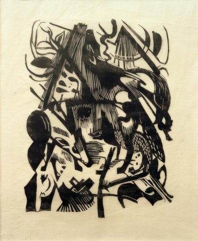 Fødsel av ulver av Franz Marc