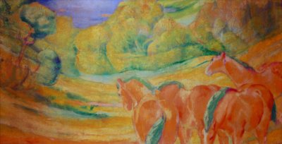 Flott landskap I (Landskap med røde hester) av Franz Marc