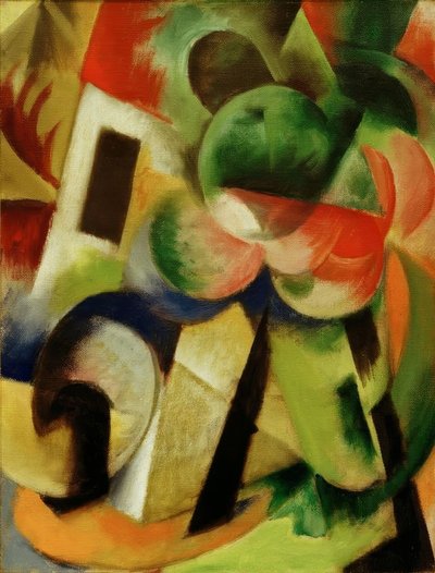 Liten komposisjon II (hus med trær) av Franz Marc