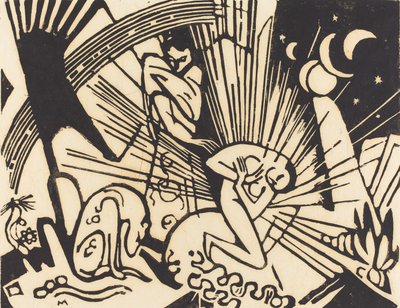 Forsoning (Versoehnung), 1912 (tresnitt i svart på japansk papir) av Franz Marc