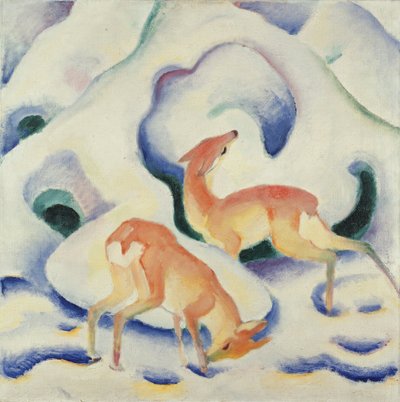 Hjort i snøen II av Franz Marc