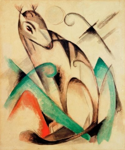 Sittende mytisk beist av Franz Marc