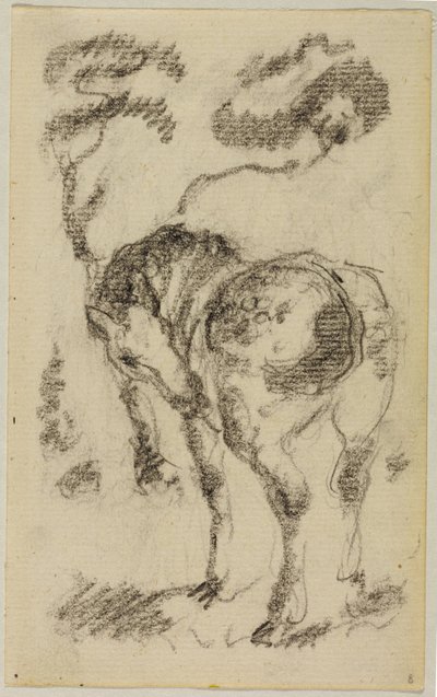 Stående hest med trær av Franz Marc