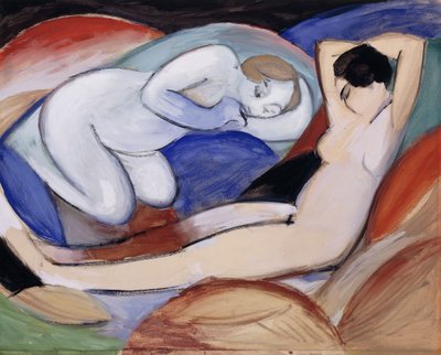 To liggende nakenbilder; To liggende nakenbilder, 1912 av Franz Marc