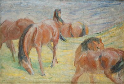 Gressende hester I av Franz Marc