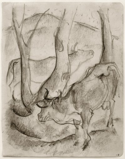 To kyr under trær av Franz Marc