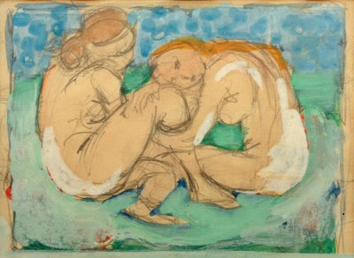 To kvinnelige nakenbilder på blått av Franz Marc