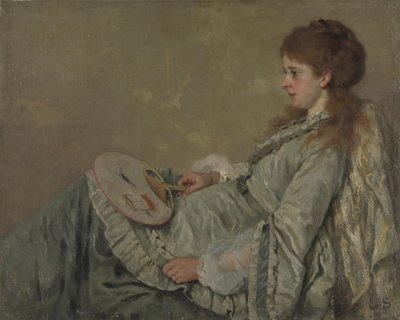 Portrett av kunstnerens kone, 1872-1873 av Franz Otto Scholderer