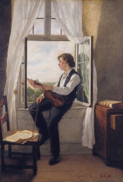 Fiolinisten ved vinduet av Franz Otto Scholderer