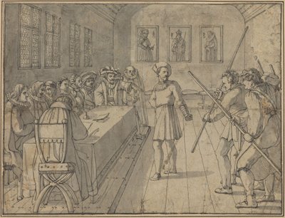 Scene fra akt IV fra Goethes "Gotz von Berlichingen" av Franz Pforr