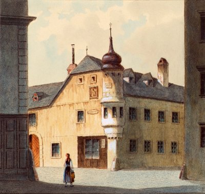 Det gamle huset i den nye bygningen i Wien av Franz Sager