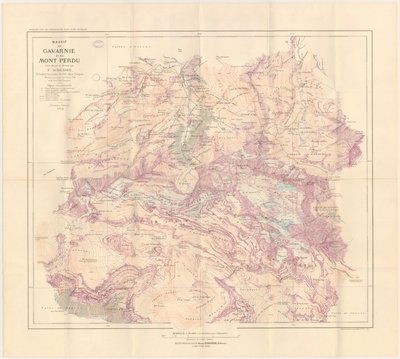 Kart over Gavarnie-massivet og Mont Perdu publisert i 1914 av Franz Schrader