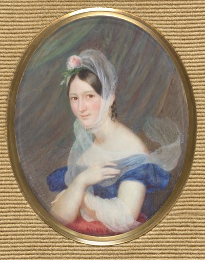 Portrett av en ung kvinne med en rose i håret av Franz Schrotzberg
