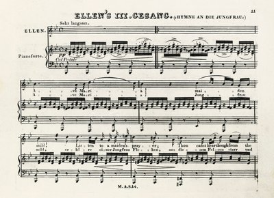 De første notatene til Ave Maria av Franz Schubert (1797-1828) av Franz Schubert