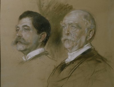 Otto von Bismarck og hans sønn Herbert, statssekretær for utenrikskontoret fra 1860-90, 1892 (kull på papir) av Franz Seraph von Lenbach
