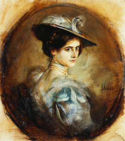 Portrett av en dame, hode og skuldre av Franz Seraph von Lenbach