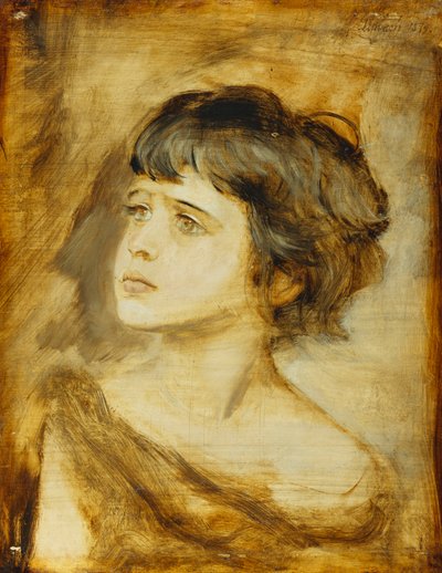 Hodet til en jente, 1879 av Franz Seraph von Lenbach