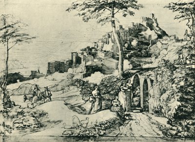 Kvinner ved en vannfontene ved Olevano, nær Roma, Italia, 1822, 1943. av Franz Theobald Horny