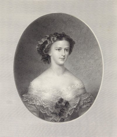 Portrett av keiserinne Elisabeth av Østerrike, ca 1855. av Franz Xaver Stöber