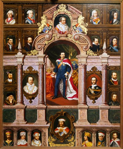 Panel med portretter av de bayerske kongene av Wittelsbach-familien, av Franz Xaver Thallmaier av Franz Xaver Thallmaier