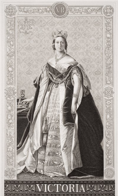 Dronning Victoria (1819-1901) fra "Illustrasjoner av engelsk og skotsk historie" bind II av Franz Xaver Winterhalter