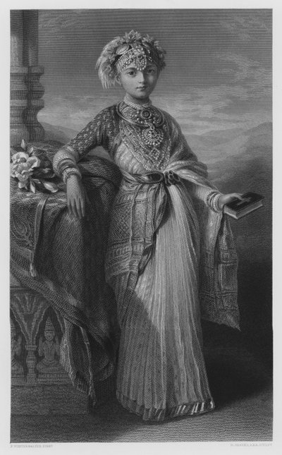Prinsesse Victoria Gouramma av Coorg, fra bildet i Royal Collection av Franz Xaver after Winterhalter
