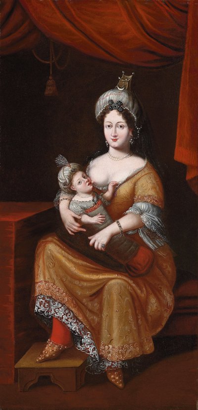 Kösem Sultan og hennes sønn, den fremtidige Sultan Murad IV eller Sultan Ibrahim, andre kvartal 1600-tallet av Franz and Gemminger Herrmann
