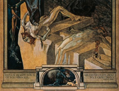 Østerrike, Wien, Illustrasjon av Dante Alighieris guddommelige komedie (Helvete, sang XXII) av Franz von Bayros, detalj av Franz von Bayros (1866-1924)