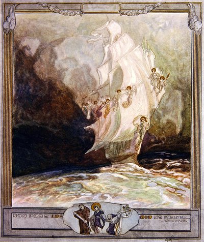 Illustrasjon fra Dantes Divine Comedy, Paradise, Canto XXVII, 1921 (wc på papir) av Franz von Bayros