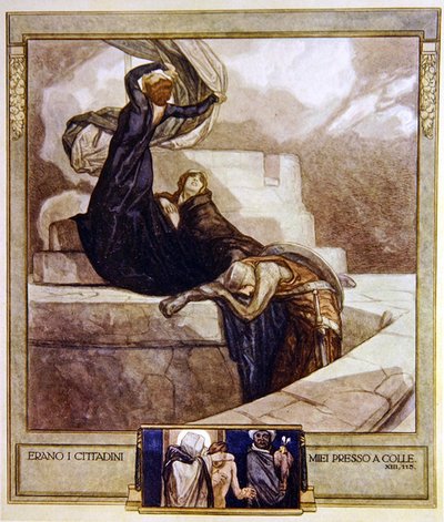 Illustrasjon fra Dantes guddommelige komedie, Skjærsilden, Canto XIII: 115, 1921 (wc på papir) av Franz von Bayros
