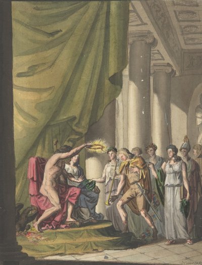 Allegory of Victory: Soldat blir kronet av laurbær, ca. 1814. av Franz von Hauslab