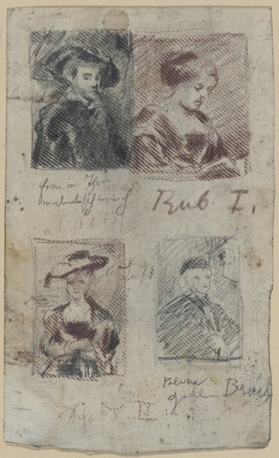Tre kopiskisser etter Peter Paul Rubens, en etter Palma Vecchio (?) av Franz von Lenbach, Peter Paul Rubens